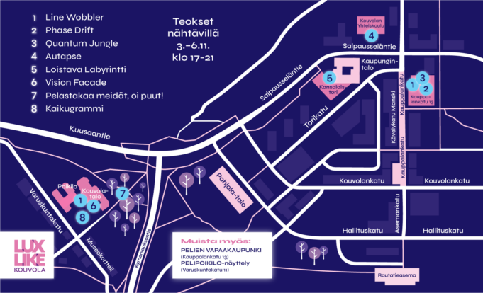 Lux Like Kouvola teokset Kouvolan kartalla