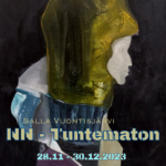 Haarniskaan pukeutuneen ihmisen sivuprofiili kasvoista.