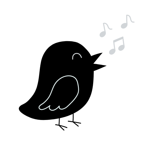 Piirroskuva laulavasta linnusta
