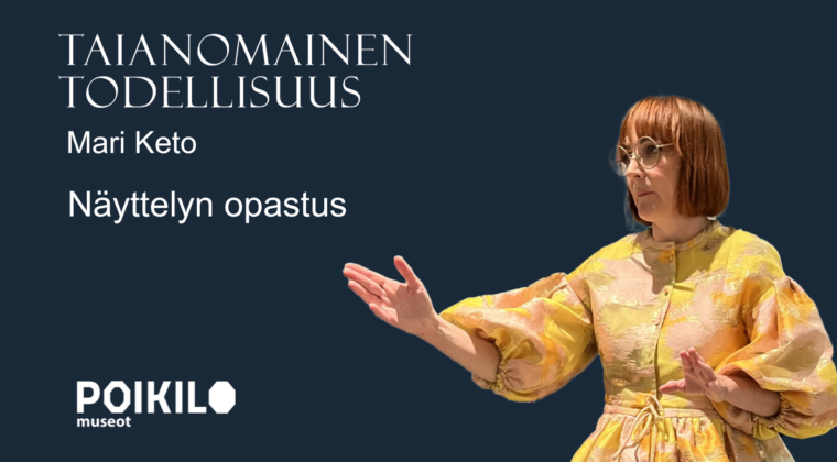 Punahiuksinen nainen keltaisessa paidassa.