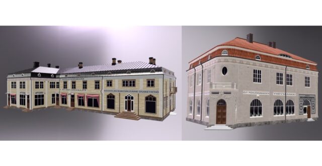 3d mallinnoksia rakennuksista.